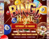 Editable Bingo Night Flyer | DIY Canva Template for Club, Casino Party Template, Church, & Game Night Events