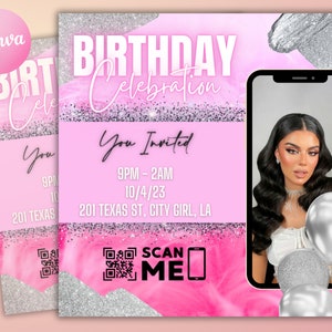 Editable Birthday Flyer, Birthday Girl Invitation, Birthday Flyer Girl, Happy Birthday Flyer, Birthday Party Invitation, Party invitation