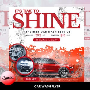 Car Wash Flyer | Car Detailing Flyer | Automotive Services Flyer | Social Media Business Flyer | Premade DIY Flyer Template | Editable Canva