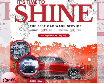 Car Wash Flyer | Car Detailing Flyer | Automotive Services Flyer | Social Media Business Flyer | Premade DIY Flyer Template | Editable Canva