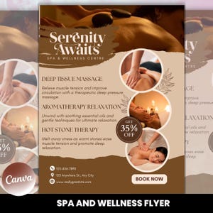 Spa and Wellness Flyer | Spa Services Flyer| Beauty Treatment Flyer | Skincare Flyer | Facial Services Flyer | DIY Editable Canva Template