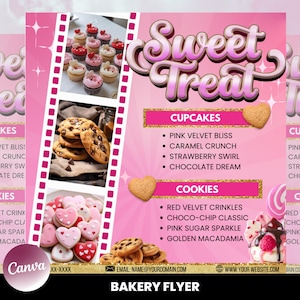 Bäcker Flyer | Back Sale Flyer | Süße Leckereien Flyer | Dessert Flyer | Gebäck Flyer | Kuchen Business Flyer | DIY bearbeitbare Canva Vorlage