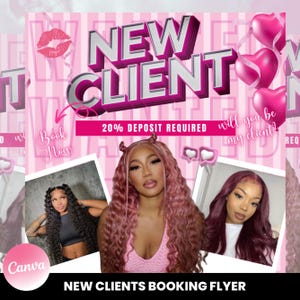 New Clients Appointment & Booking Flyer | Hair, Lashes, Nails | DIY Editable Canva Template | Book Now for Special Offers