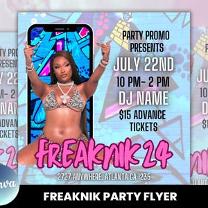 Freaknik Party Flyer, Freaknik Party einladen, Nachtklub Flyer, Pool Mansion Party, Sommerparty Flyer, Splash Alt, Canva Bearbeitbare Vorlage