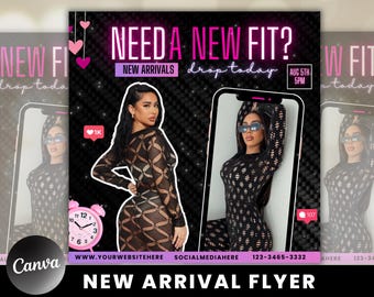 New Arrivals Flyer, Clothing Flyer, Boutique Sale Flyer, New Collection Flyer, Premade Fashion Flyer, Social Media Canva Editable Template