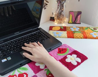 Punch Needle Fruit Keyboard Rug: Handmade Desk Decor