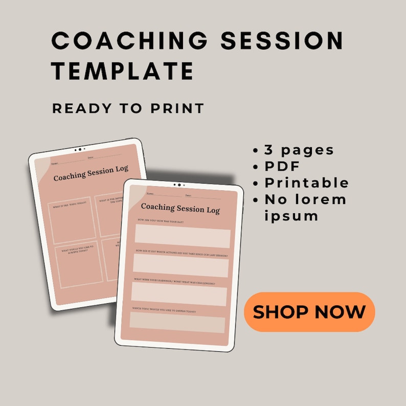 New Coach Session Templates Bundle, Templates for Coaches, Set-of ...