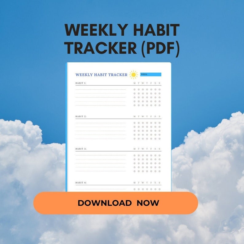 Weekly Habit Tracker Printable, Digitaldownload, 7 Day Weekly Planner ...