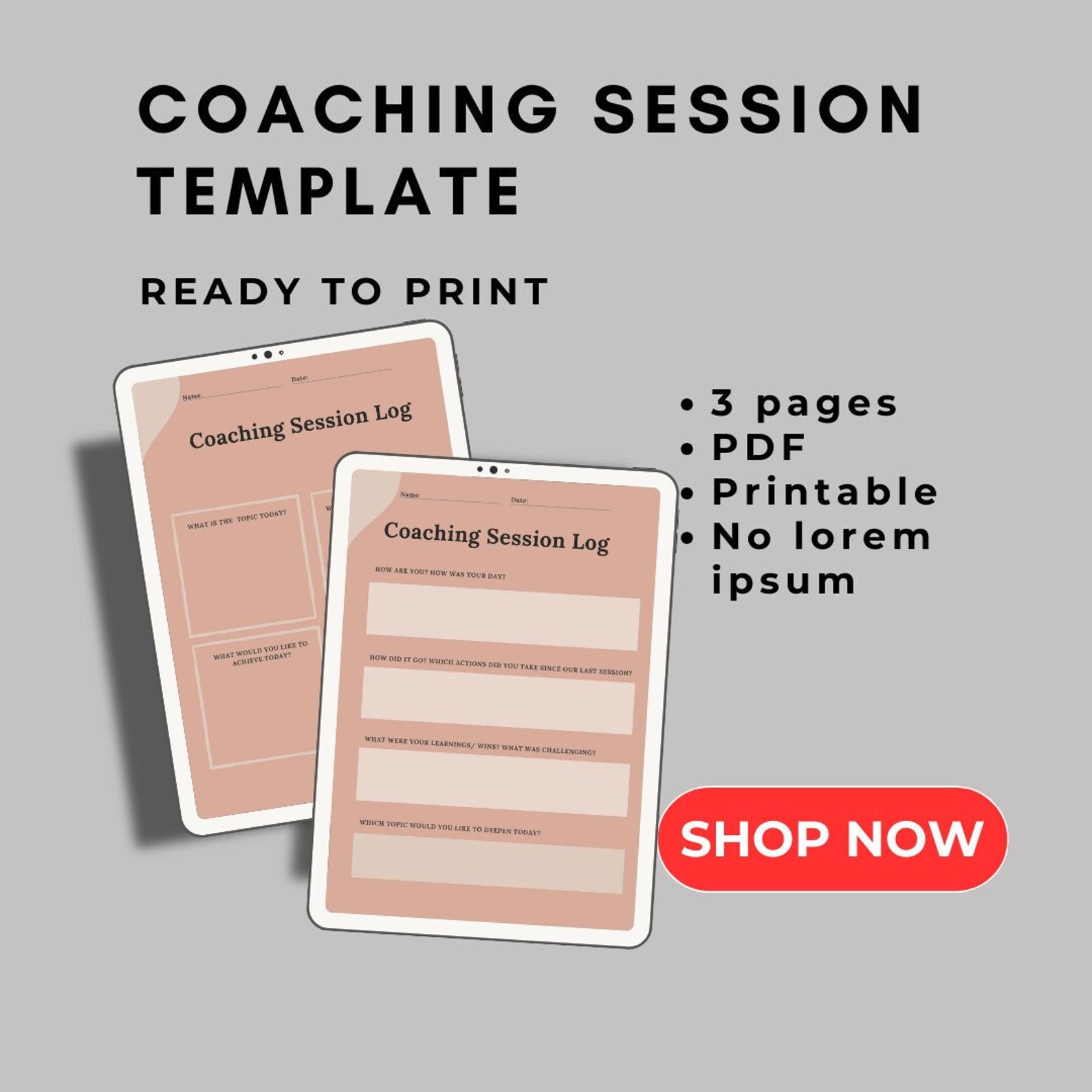 Coaching Session Template for Coaching, Template for Executive Coaching ...