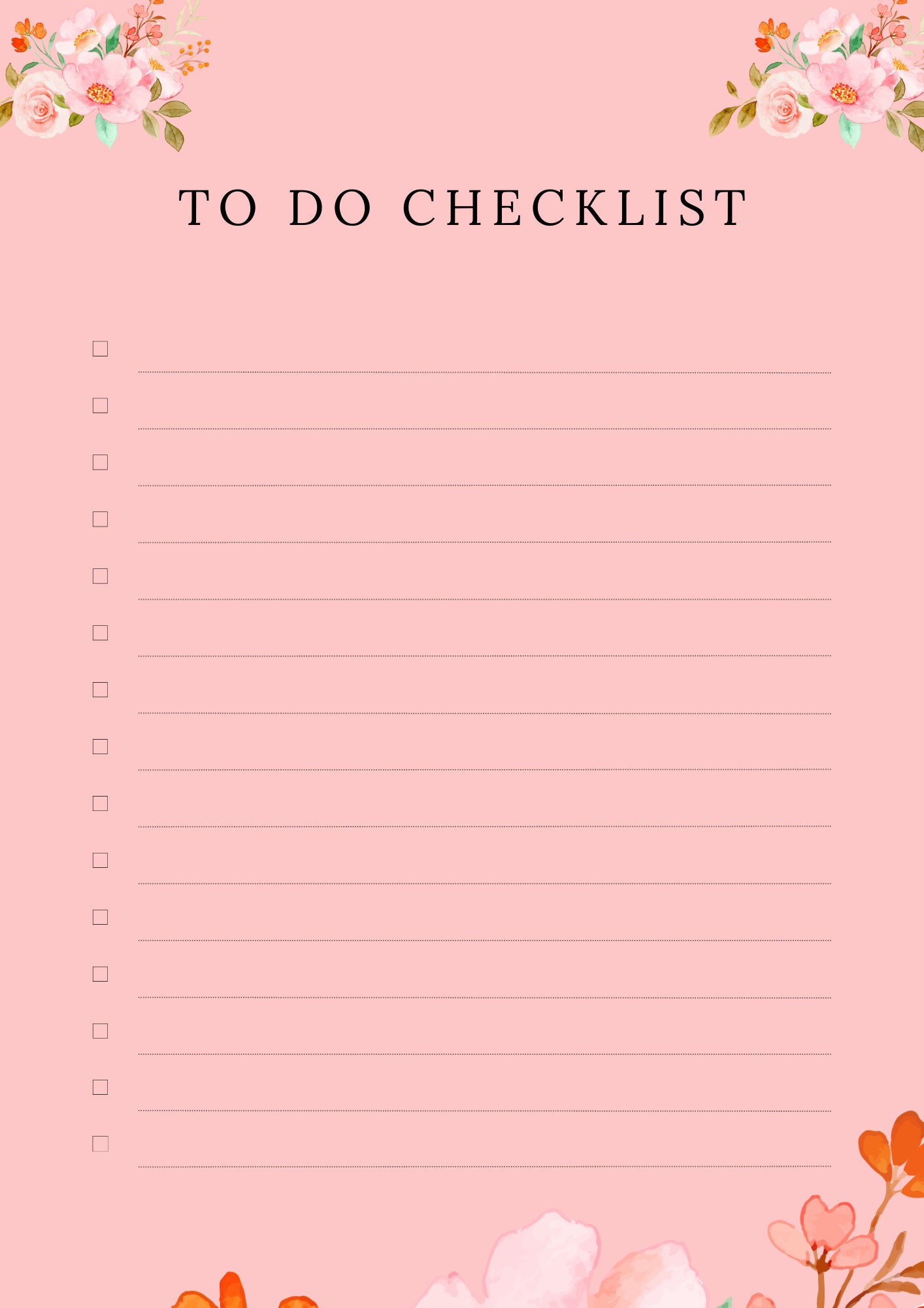 Printable PDF to Do List With Checkboxes, Planner Todo List, A4/PDF, to
