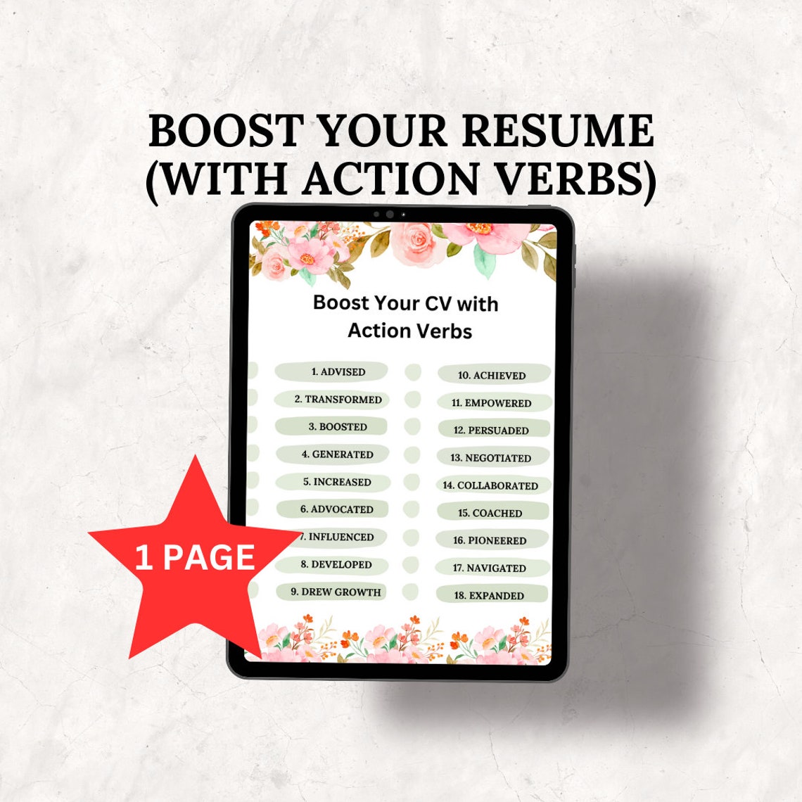 Action Verbs for CV, Power Verbs for Resume, Minimalist Resume, Professional Resume Verbs ...
