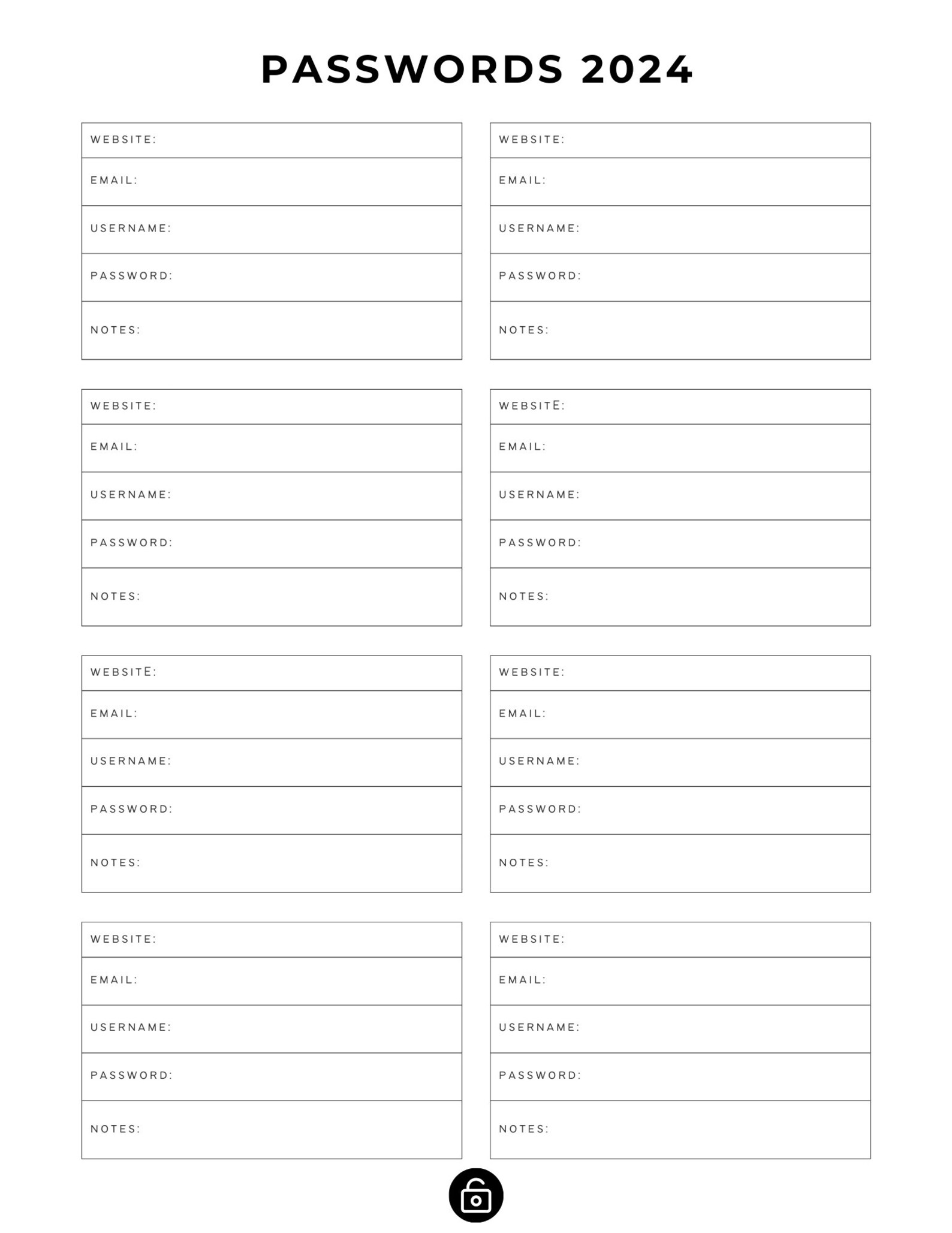 Passwords Tracker Printable and Fillable, Password Organizer, Password ...