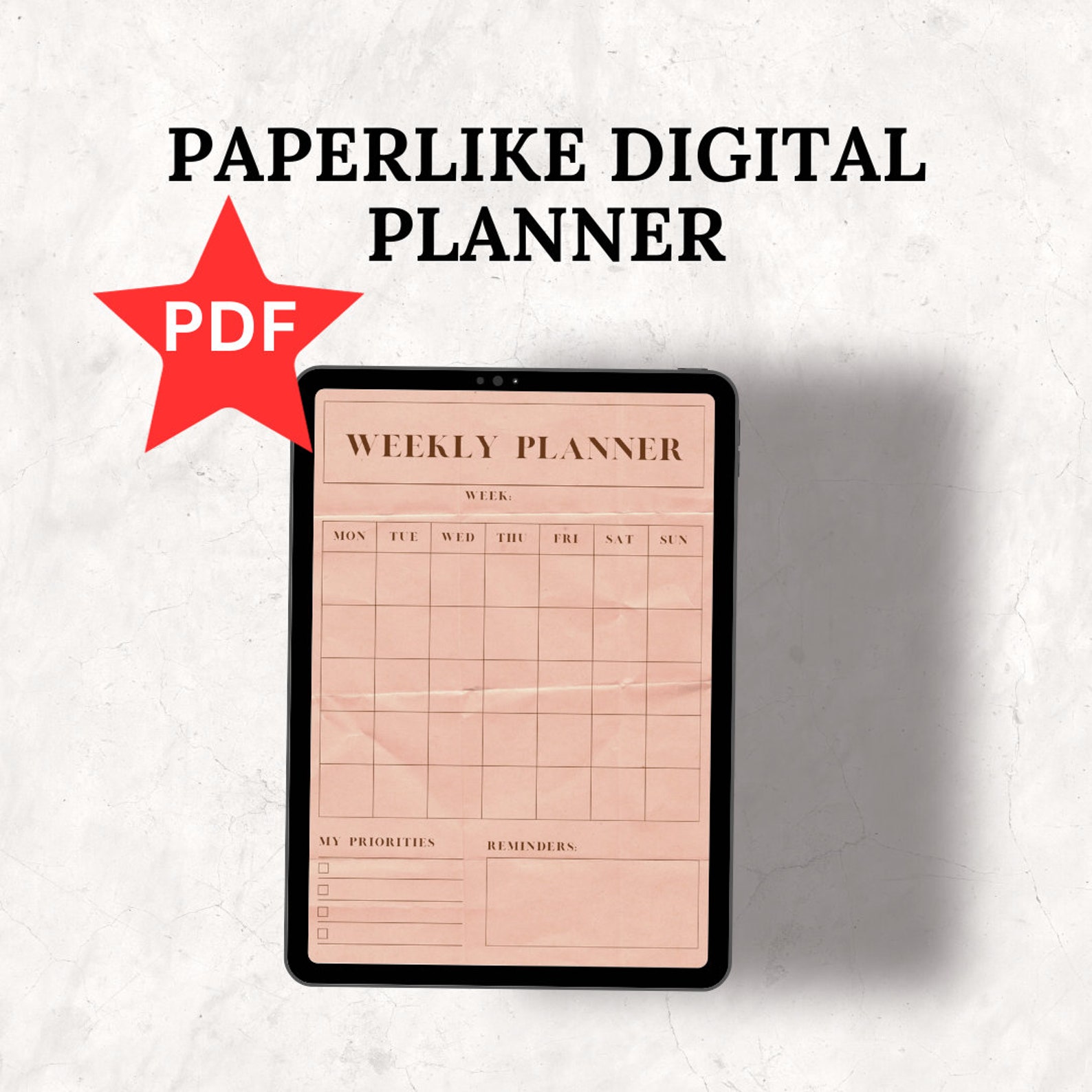 Paperlike Digital Planner Weekly Digital Template Weekly Personal