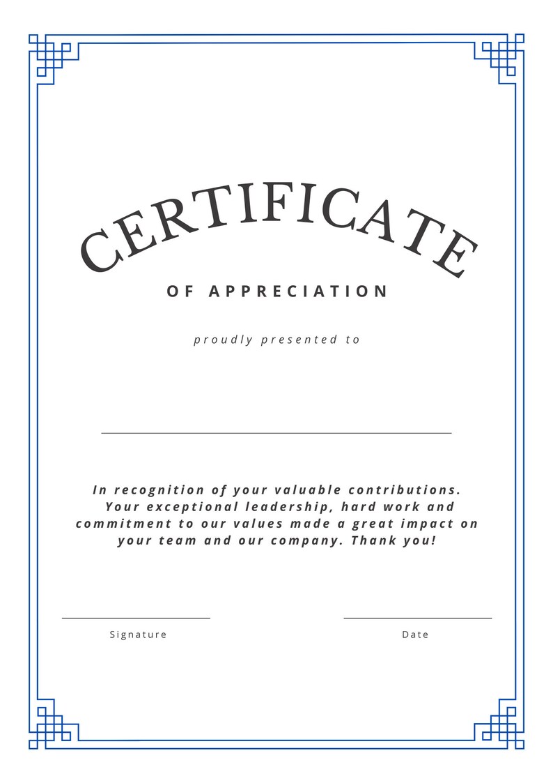Printable Editable Corporate Employee Certificate WORD, Editable Award Template, Corporate ...