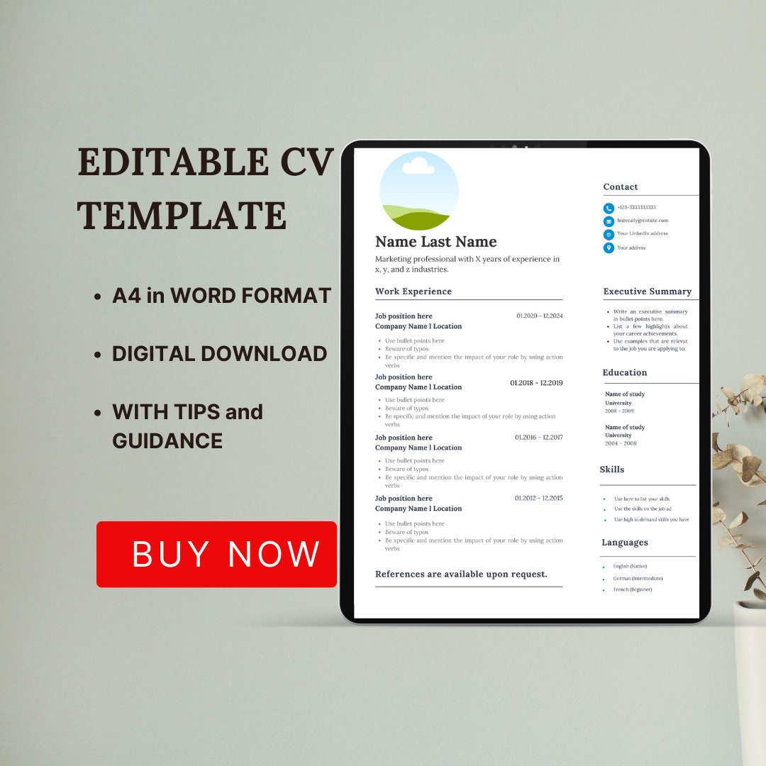 Resume Template Word Editable - Il Fullxfull.5798576033 15uh 