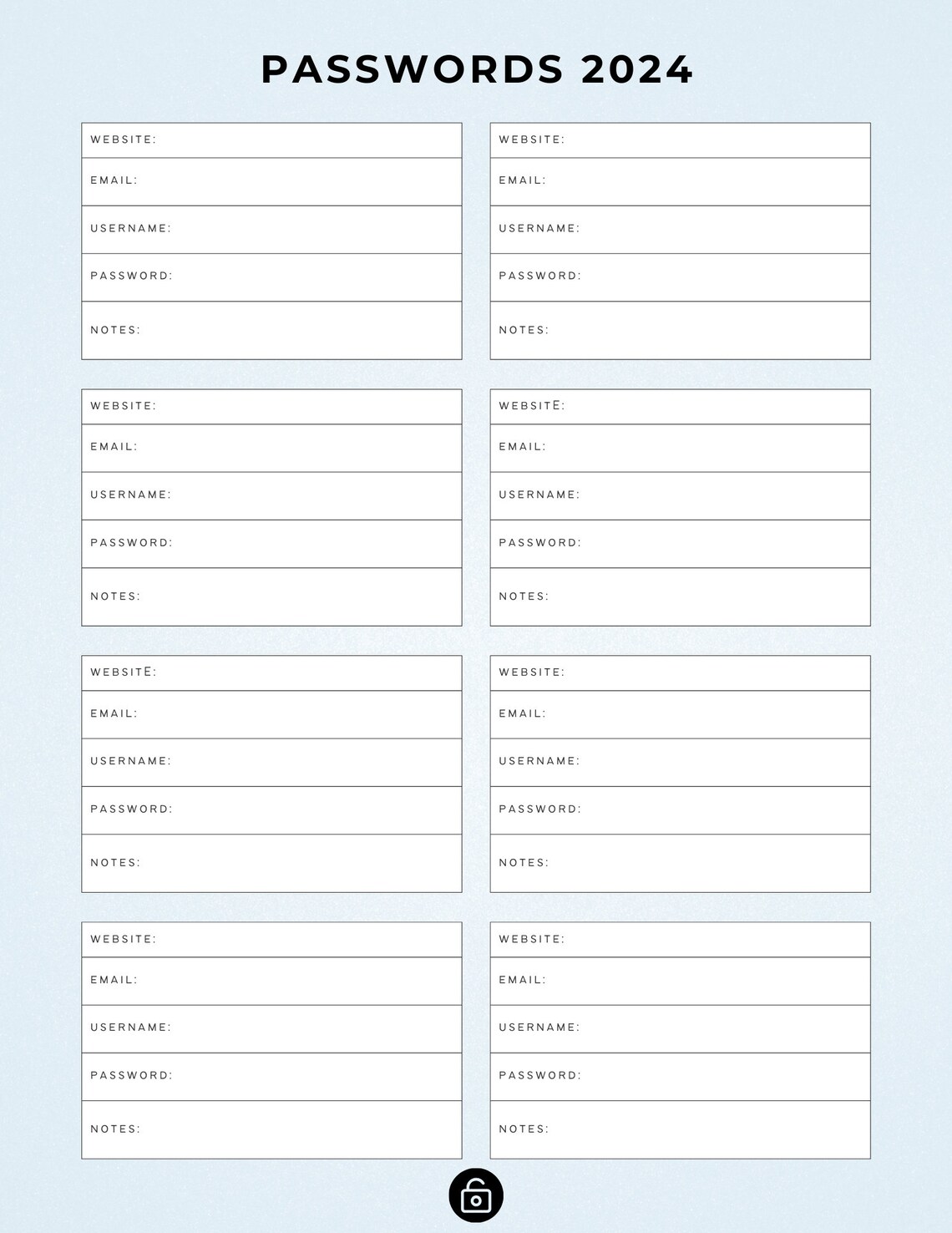 Passwords Tracker Printable and Fillable, Password Organizer, Password ...
