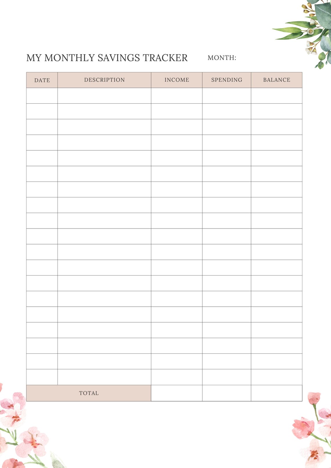 Savings Budget Printable PDF A4, Personal Budget Tracker, Budgeting ...