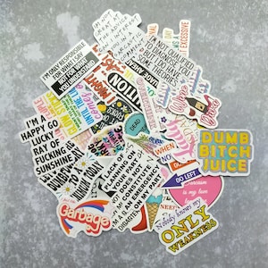 Sweary Sarcastic Quote Stickers, mystery lucky dip sticker pack.