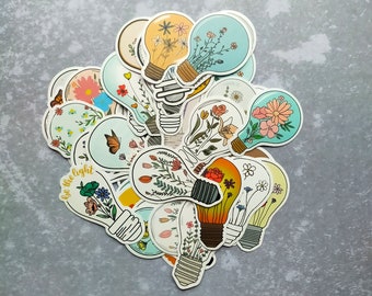 Pretty flower and lightbulb stickers. Mystery lucky dip sticker packs.