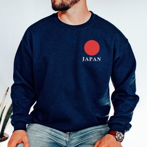 Embroidered Japanese Flag and &#39;JAPAN&#39; Sweatshirt – Vintage Style Japan Gift for Travelers, Japanese Streetwear