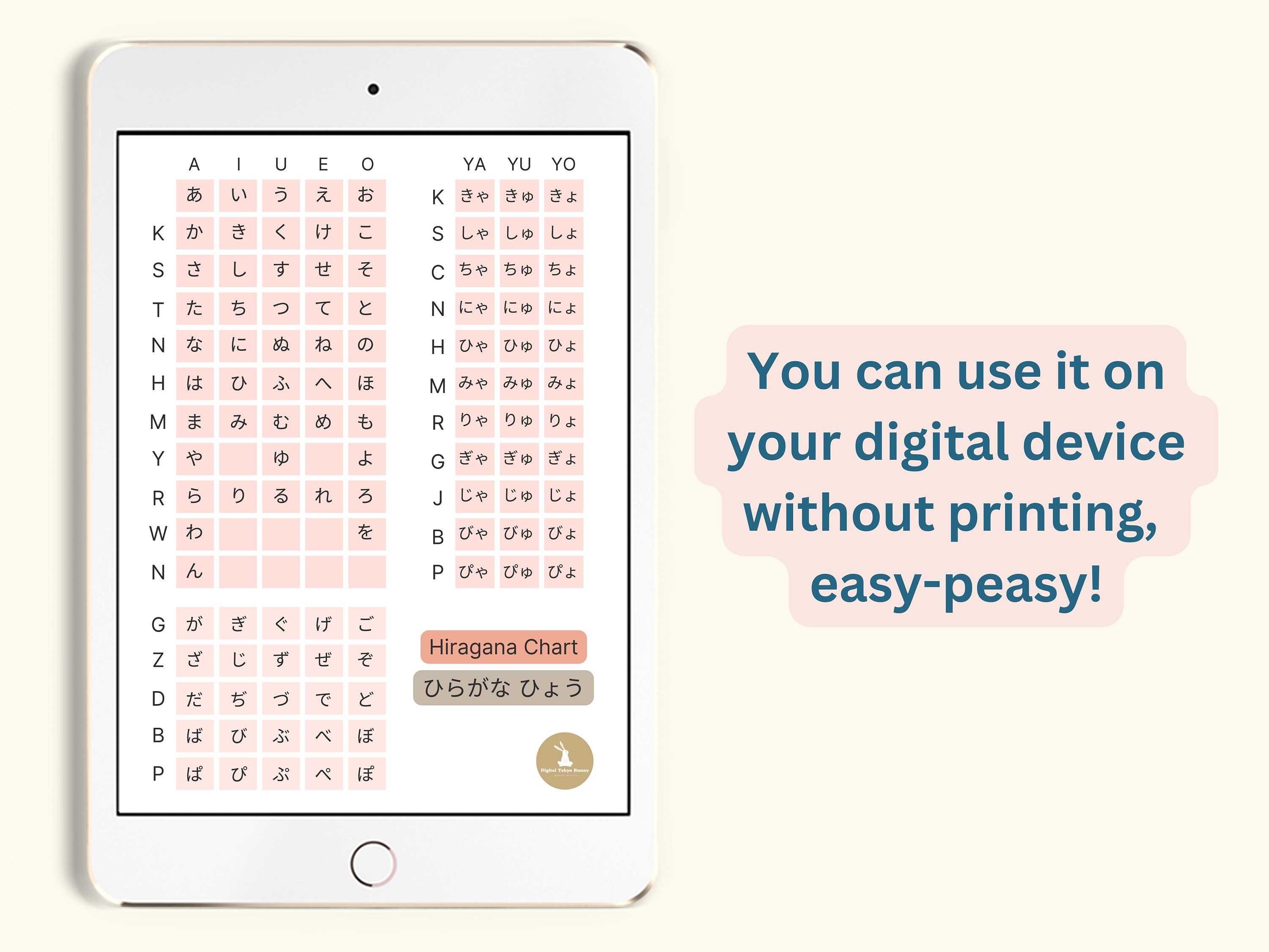 Japanese Hiragana Chart Printable PDF, Hiragana Poster for Language ...