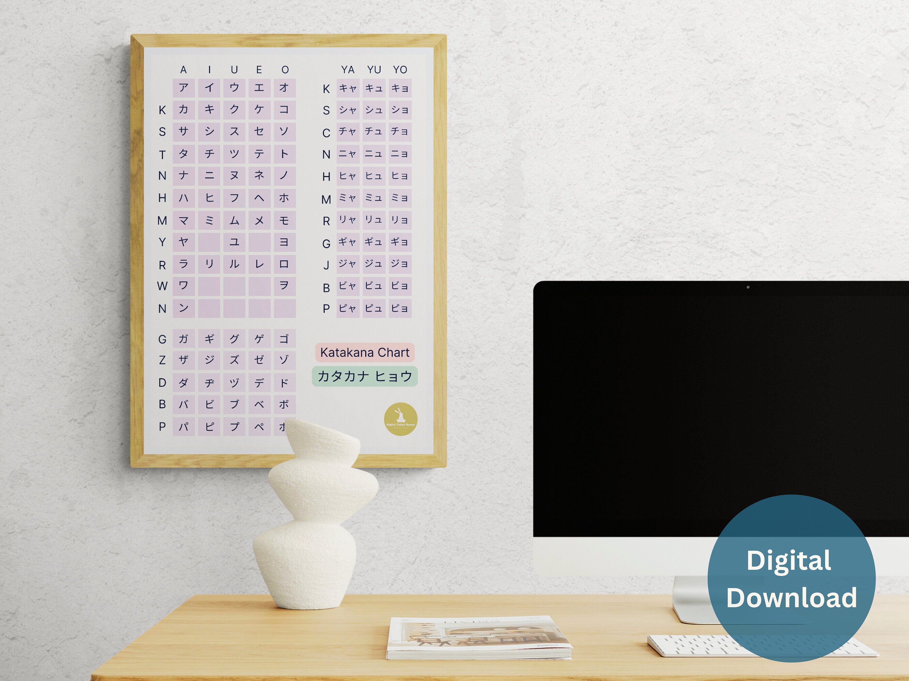 Japanese Language Katakana Chart for Language Learners, Japanese ...