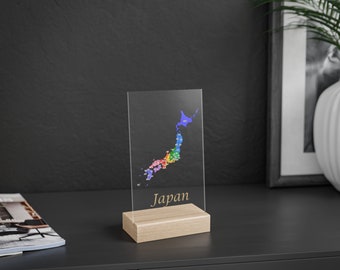 日本地図アクリルサイン：漢字47都道府県、木製スタンド - Etsy 日本
