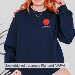 Embroidered Japanese Flag and &#39;JAPAN&#39; Sweatshirt – Tokyo Inspired Gift for Japan Lovers