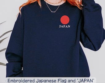 Embroidered Japanese Flag and 'JAPAN' Sweatshirt – Tokyo Inspired Gift for Japan Lovers