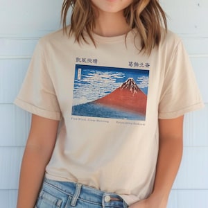 Japanese Art Hokusai Shirt, Thirty-six Views of Mount Fuji Hokusai tshirt,  Red Fuji Katsushika Hokusai