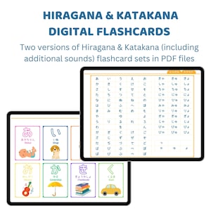 Japanese Hiragana Katakana Digital Flashcards for Japanese Language Learners, Japanese Study with note-taking app like GoodNotes