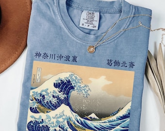 Hokusai Japanese Art Shirt Comfort Colors Graphic Tee Kanagawa Print