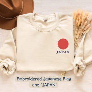Embroidered Japan Flag & JAPAN Sweatshirt - Unique Japanese Gift, Japan Travel Gift