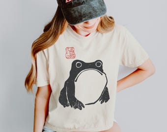 Unimpressed Frog Comfort Colors Vintage Japanese Shirt, Frog Cropped Tee