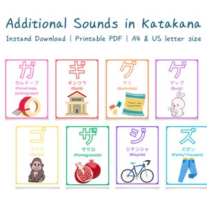 Japanese Study katakana additional sounds flashcards Printable Digital PDF flash cards for Japanese language learners