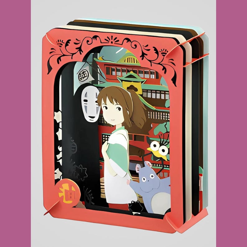 Spirited Away Paper Theater Kit, Studio Ghibli DIY Craft, Chihiro & No-Face Home Decor, Japanese Anime Gift