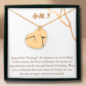 Japanese Kintsugi Heart Necklace, Kintsugi Jeweley Japanese Gift for her