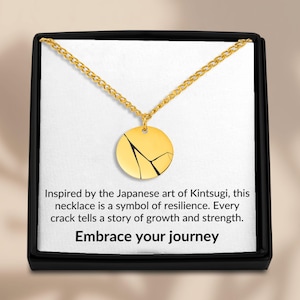 Men’s Kintsugi Necklace – Custom Engraved Japanese Pendant, Wabi Sabi Necklace, Strength & Healing Jewelry, Meaningful Gift for Him