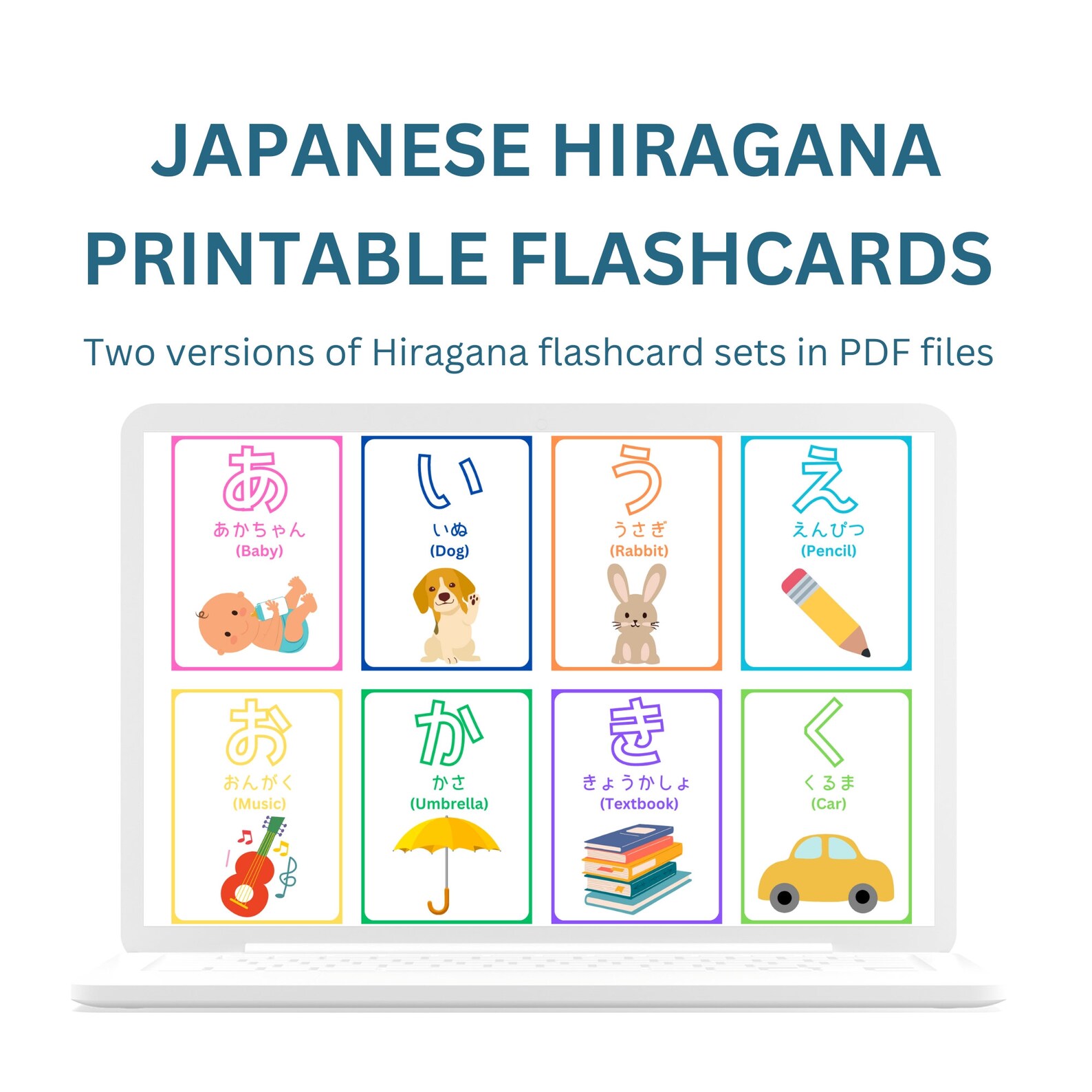 Japanese Hiragana Flashcards for Language Learners, Printable Digital ...