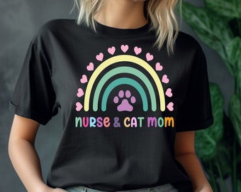 Nurse Shirts, Cat Mom Sweatshirt, Funny Nurse Gifts, Gifts for Cat Mom, Cat Mom Nurse T-Shirt, Funny Saying Cat Mama Shirts, Nurse Clothing