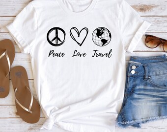 Peace Love Travel Tee, Airplane Shirt, Airplane Mode Shirt , Travel Shirt, Adventurer Gift, Gift for Traveler, Airplane Mode, Vacation Shirt