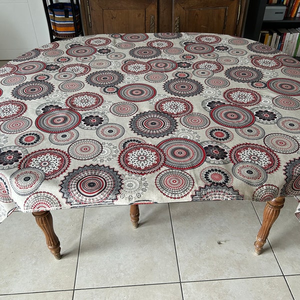 Nappe Mandala. Nappe multicolore. Nappe rectangulaire. Nappe coton polyester. Nappe 140cm200cm