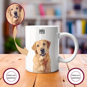 Personalized Watercolour Pet Mug with Pet Photo & Name | Custom Dog Mom Mug, Cat Dad Coffee Cup, Gift for him, gift for her