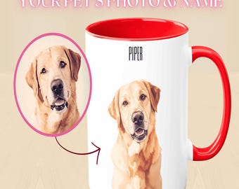 Personalized Pet Mug with Pet Photo & Name | Custom Dog Mom Mug, Cat Dad Coffee Cup, Custom Cat Dad Mug, Personalized Pet Mugs