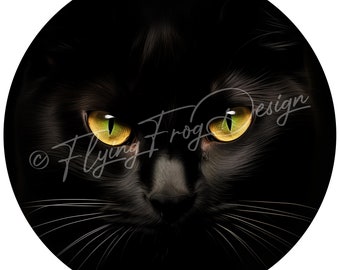 EXCLUSIVE! Vintage Black Cat Face Autumn Fall Halloween UV-Coated Aluminum Metal Round Door Decor Wreath Sign E Proudly Made in the USA