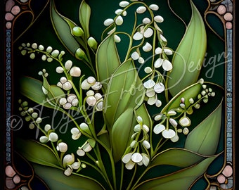 Faux Stained Glass Lily of the Valley Flower Wreath Sign UV-Coated Aluminum Wreath Sign Door Decor Wreath Signs Proudly Made in the USA