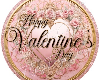 Exclusive Design! Vintage Victorian  Heart Roses Gold Filigree UV-Coated Aluminum Round Door Decor Wreath Sign Proudly Made in the USA