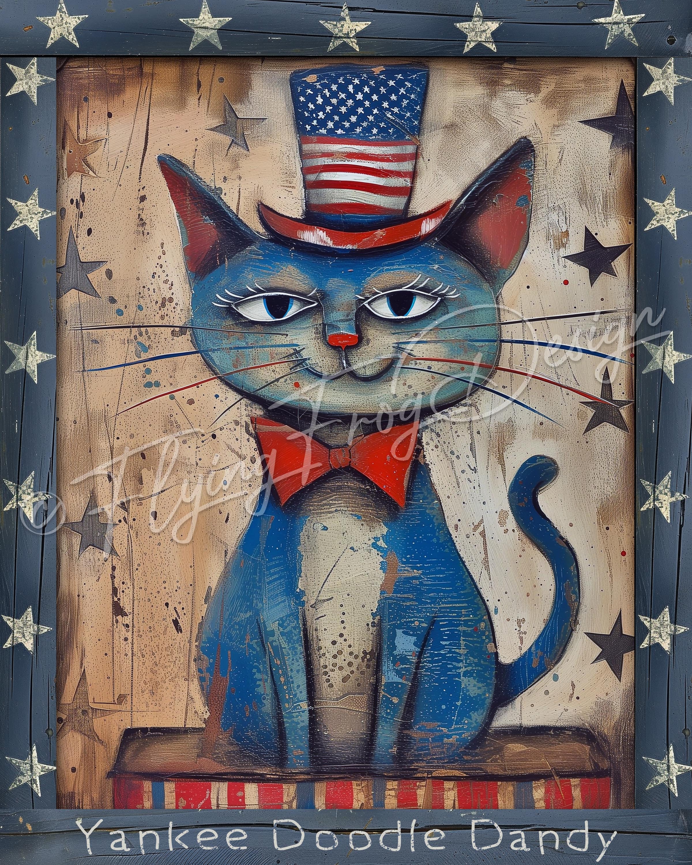 Vintage Americana America Patriotic Primitive Cat July 4th Yankee Doodle  Uv-coated Aluminum Metal Door Decor Wreath Sign Made in the USA - Etsy, image size:2400x3000
