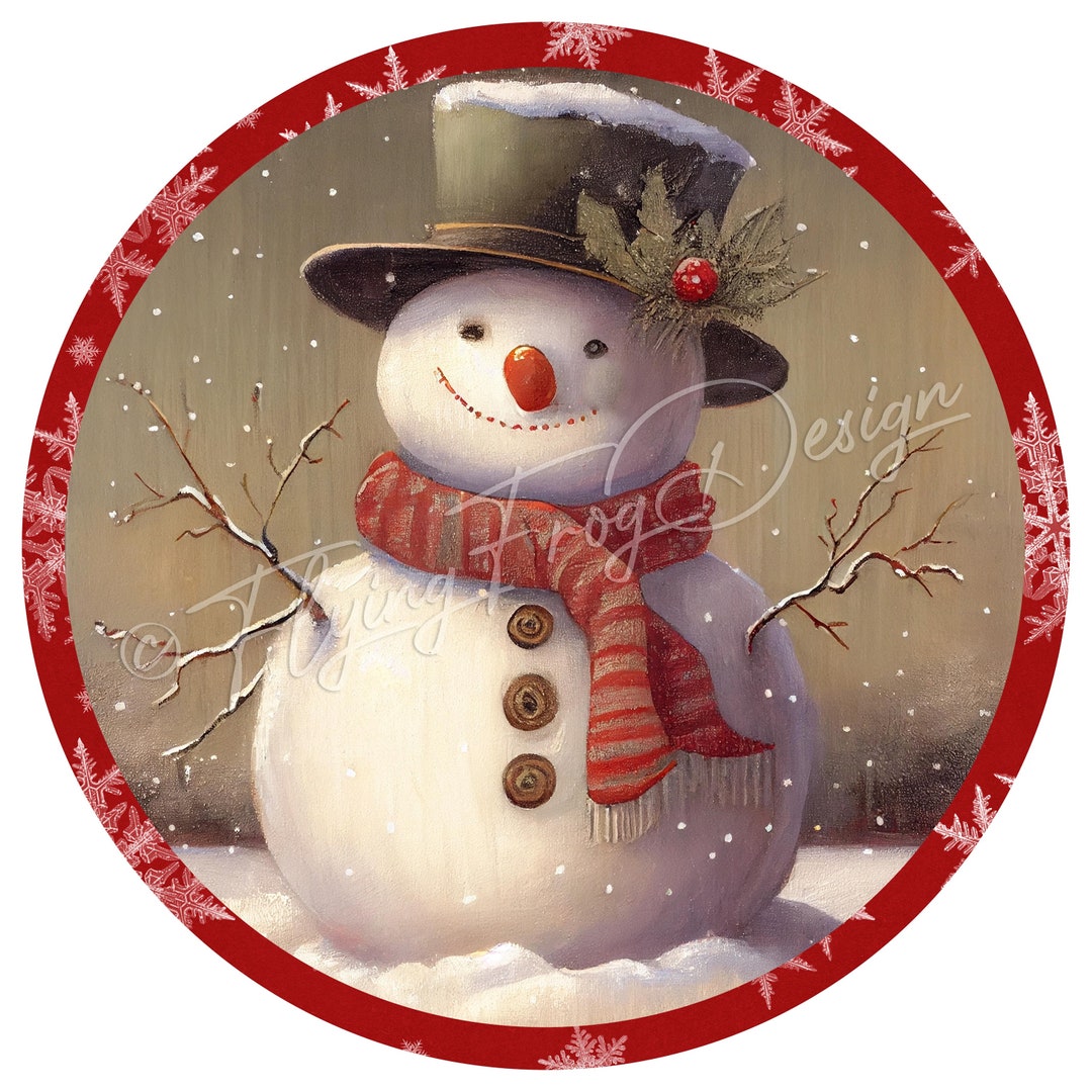 Exclusive Design!!! Vintage Happy Snowman Top Hat Red Scarf Berries Uv ...