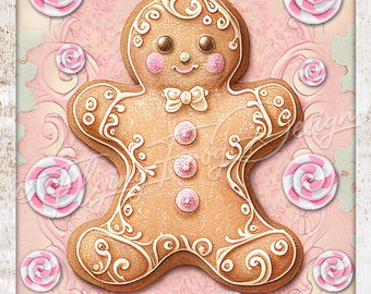 Exclusive! Whimsical  Gingerbread Cookie  Peppermint Swirls UV-Coated Aluminum Metal Door Decor Wreath Sign Made in the USA